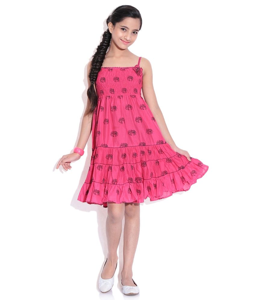 BIBA Pink Cotton Dress for Kids Buy BIBA Pink Cotton Dress for Kids Online at Low Price Snapdeal