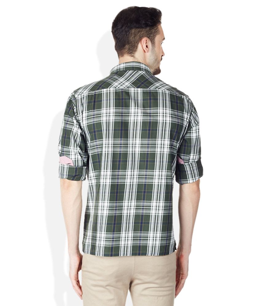 dark green checks shirt