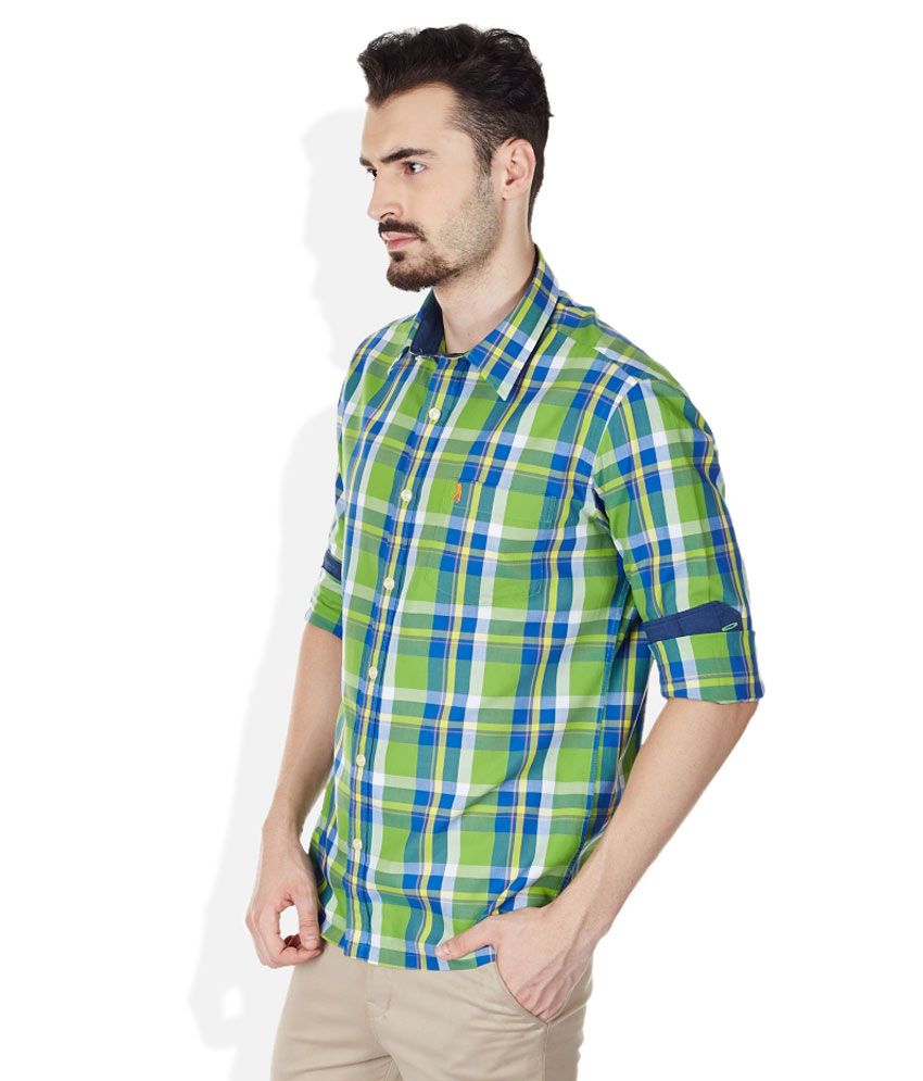 dark green checks shirt