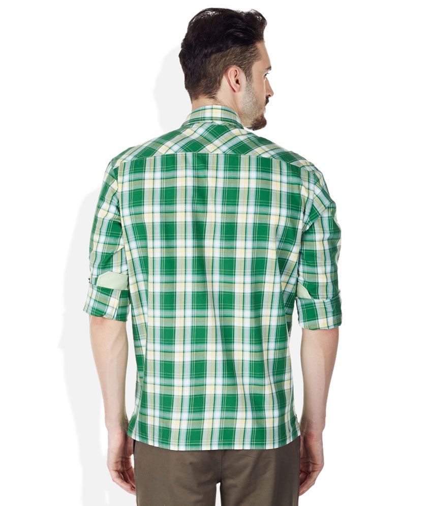 dark green checks shirt