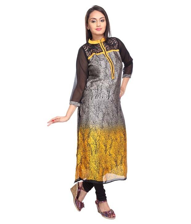 Vismit Impressive Net Crepe Black Designer Kurti Women - Buy Vismit ...