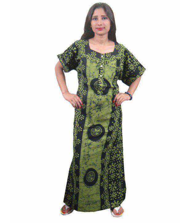 Buy Indiatrendzs Green Cotton Nighty Online at Best Prices in India ...