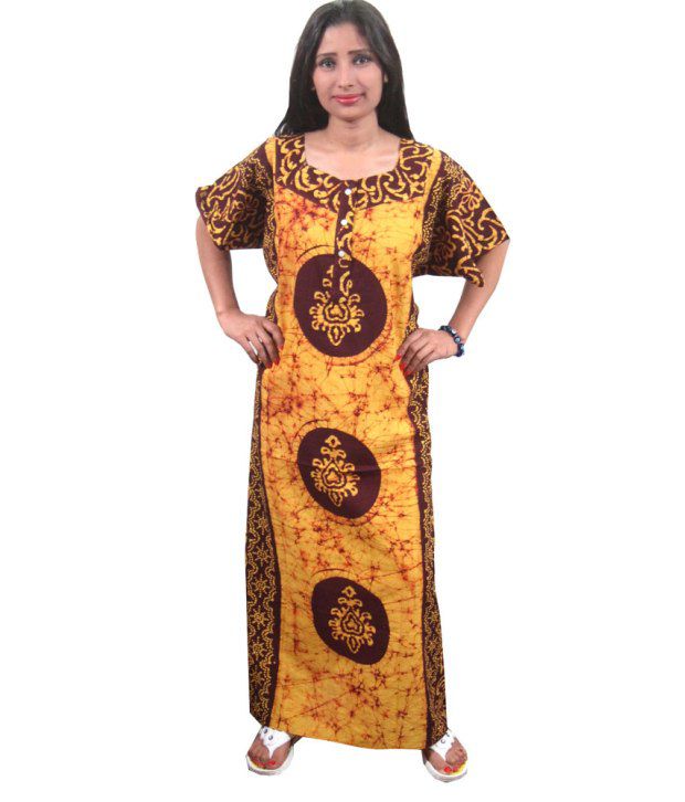 Buy Indiatrendzs Yellow Cotton Nighty Online at Best Prices in India ...