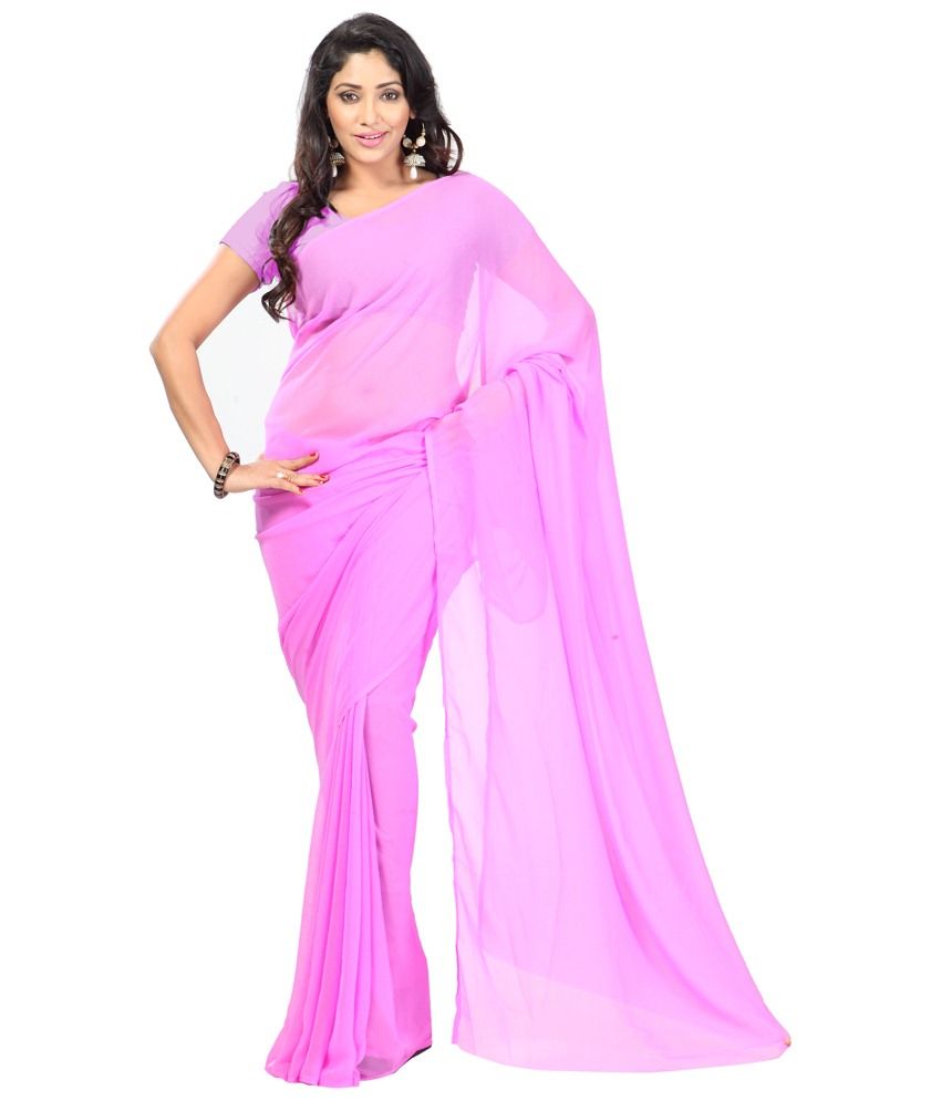 Kalash Sarees Pink Pure Chiffon Saree Buy Kalash Sarees Pink Pure Chiffon Saree Online At Low