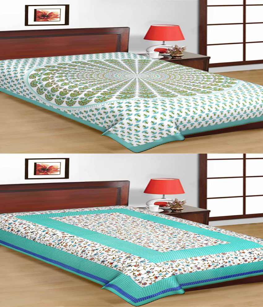     			UniqChoice Cotton Printed 2 Single Bed Sheets