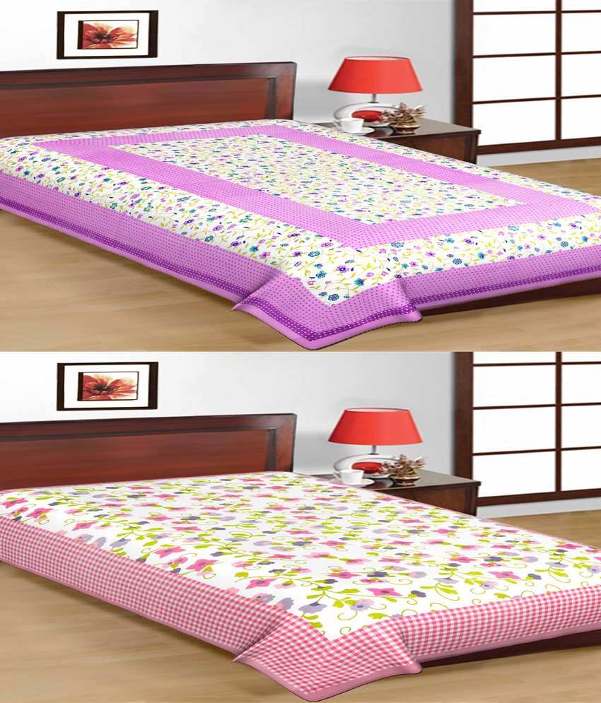     			UniqChoice Cotton Printed 2 Single Bed Sheets