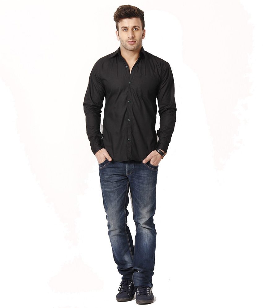 Zegr Black Cotton Blend Casual Shirt - Buy Zegr Black Cotton Blend ...