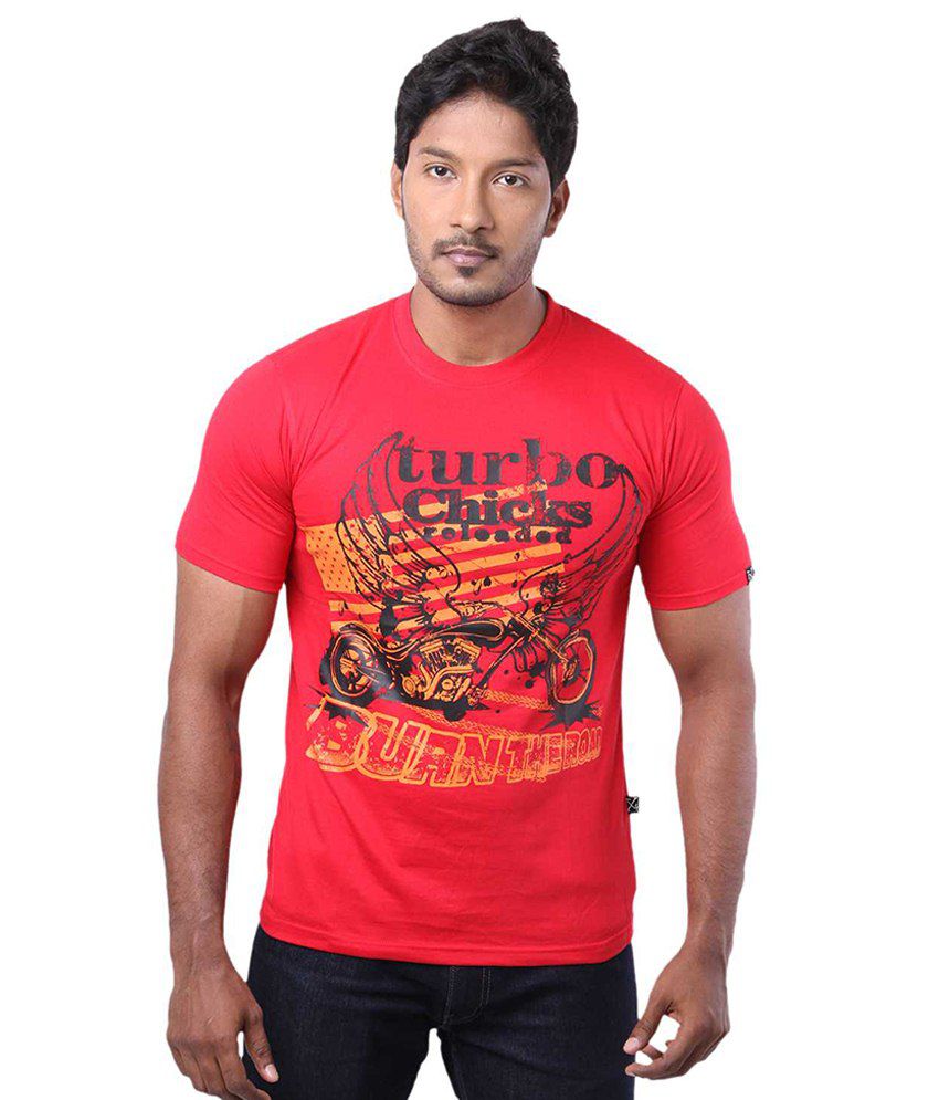Fx4 Red Cotton T Shirt - Buy Fx4 Red Cotton T Shirt Online at Low Price ...