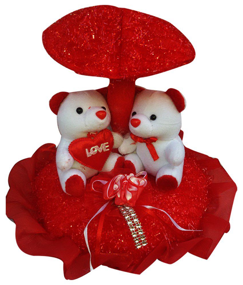 Pick & Play Red Soft Fabric Soft Toy Teddy Bear Couple On Umbrella ...