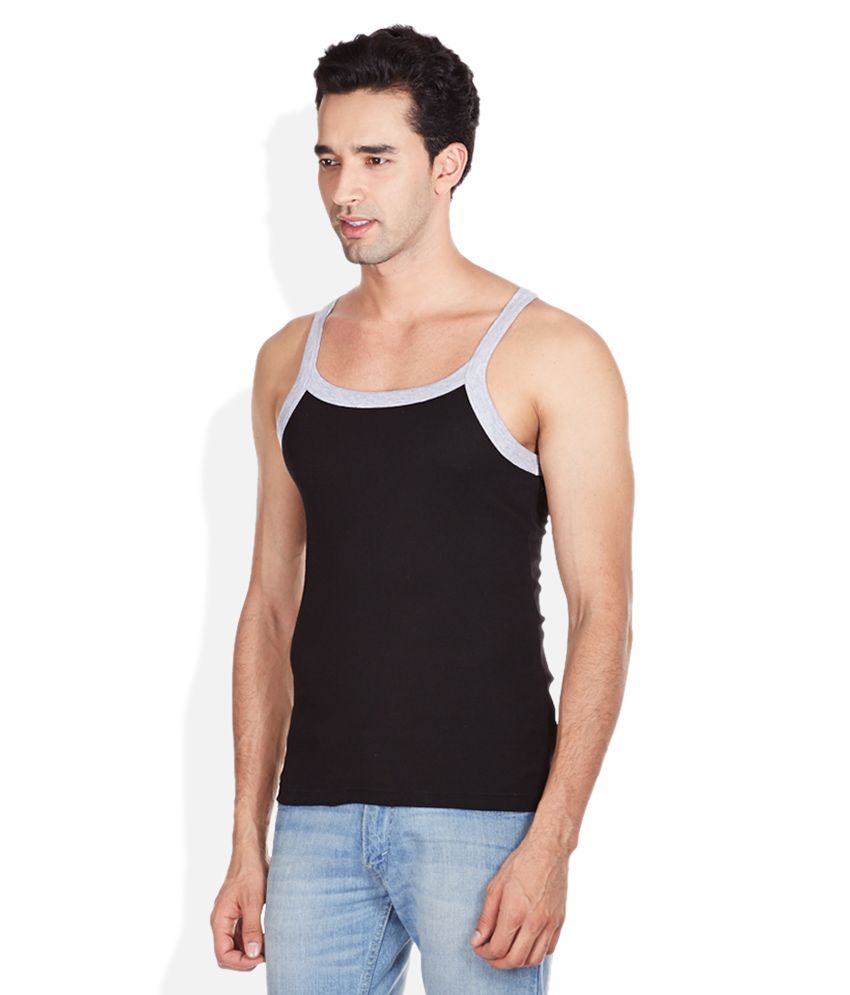 black cotton vest top