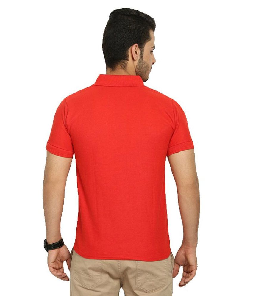 Style Shell Red Cotton Polo Neck T-shirt - Buy Style Shell Red Cotton ...