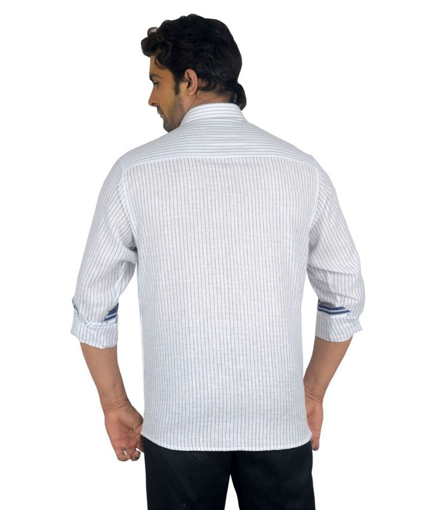 mens white linen blend shirt