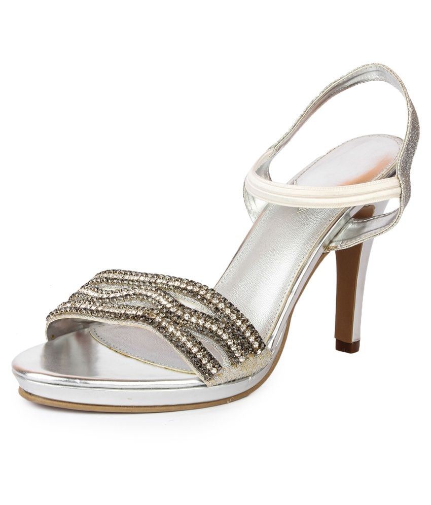 Darcey Silver Medium Heel Sandals Price in India- Buy Darcey Silver Medium Heel Sandals Online 