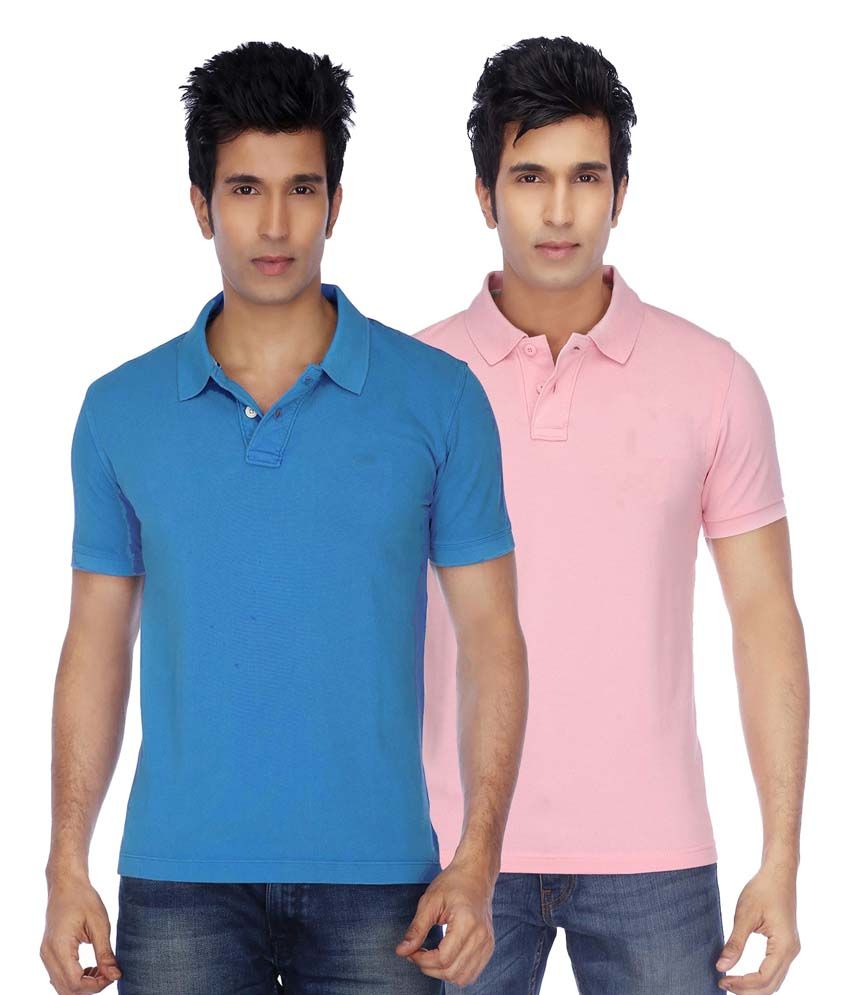     			Concepts Multicolor Cotton Blend Half Sleeve Basics Polo T-Shirts - Pack Of 2