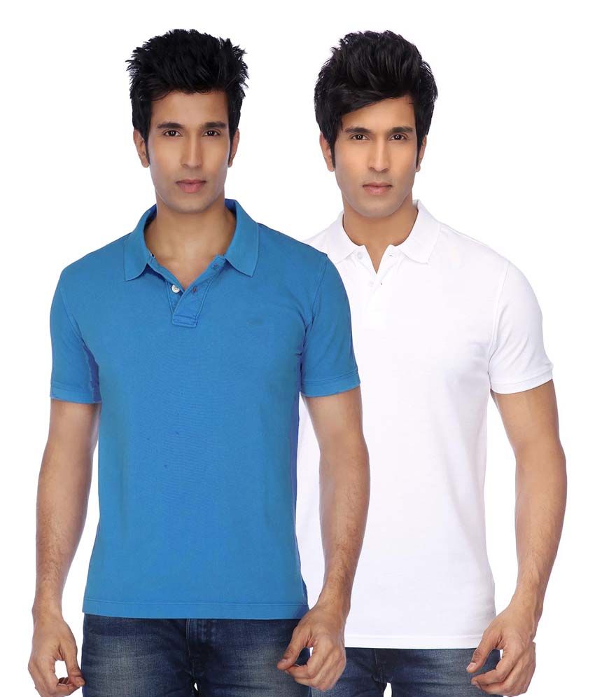     			Concepts Multicolor Cotton Blend Half Sleeve Basics Polo T-Shirts - Pack Of 2