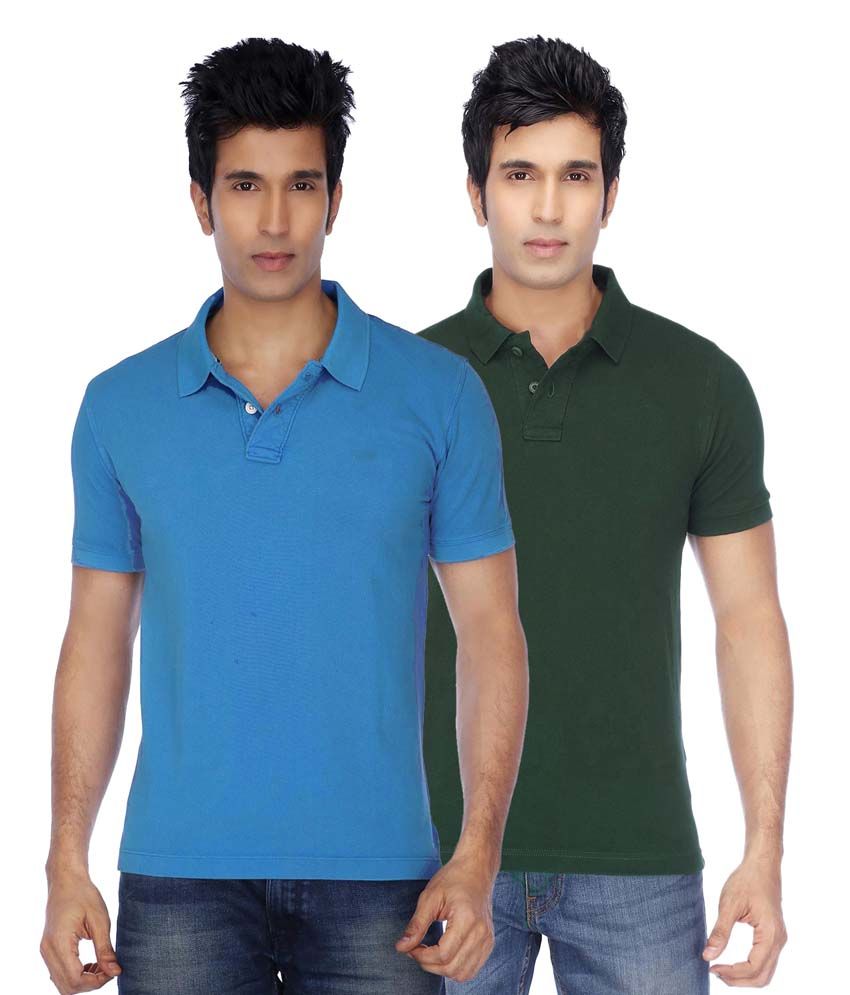     			Concepts Multicolor Cotton Blend Half Sleeve Basics Polo T-Shirts - Pack Of 2