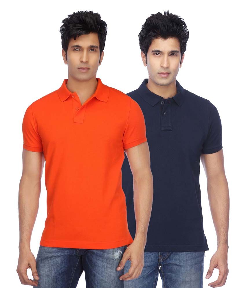     			Concepts Multicolor Cotton Blend Half Sleeve Basics Polo T-Shirts - Pack Of 2