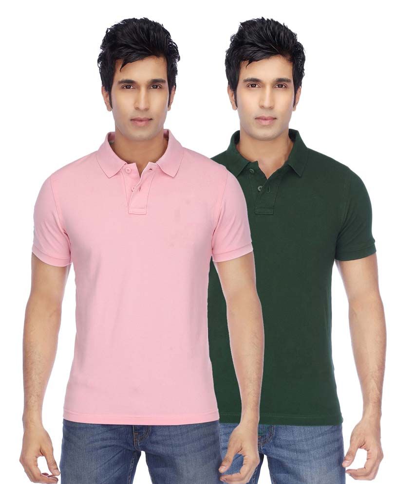     			Concepts Multicolor Cotton Blend Half Sleeve Basics Polo T-Shirts - Pack Of 2