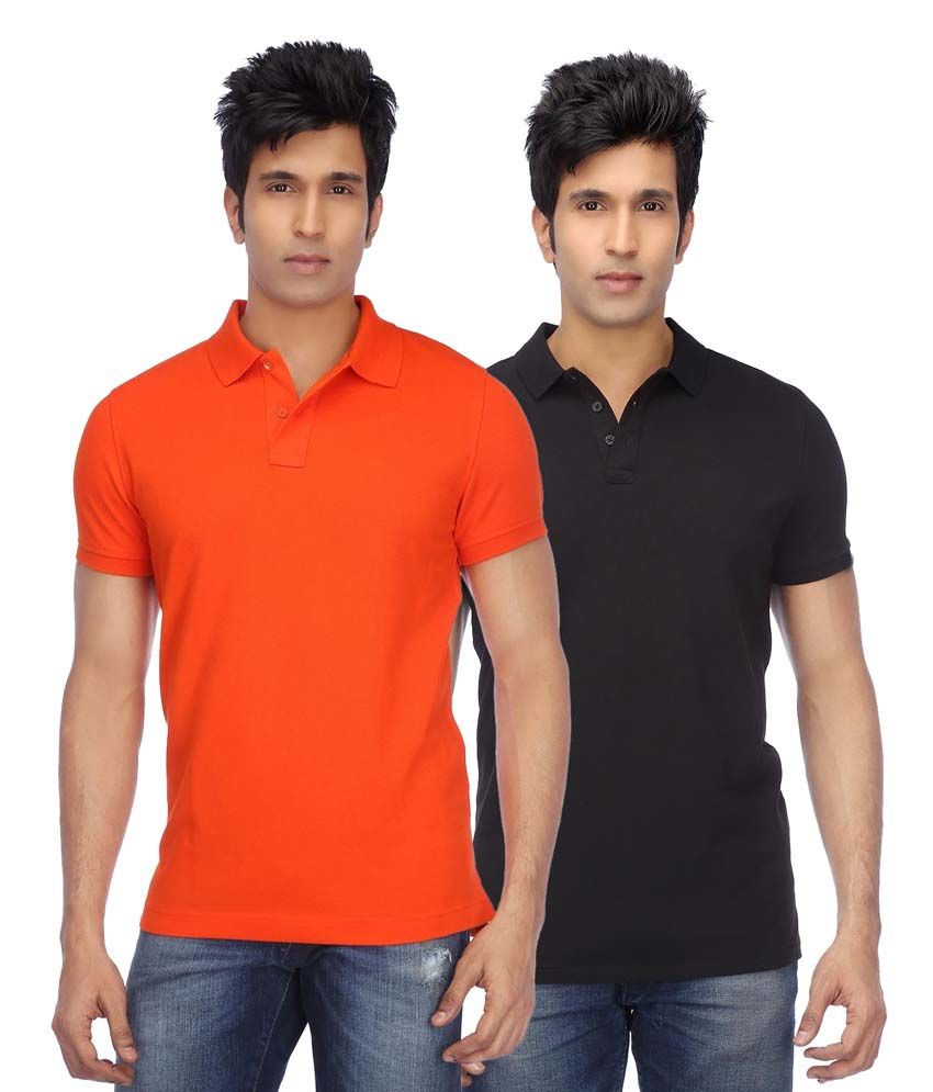     			Concepts Multicolor Cotton Blend Half Sleeve Basics Polo T-Shirts - Pack Of 2