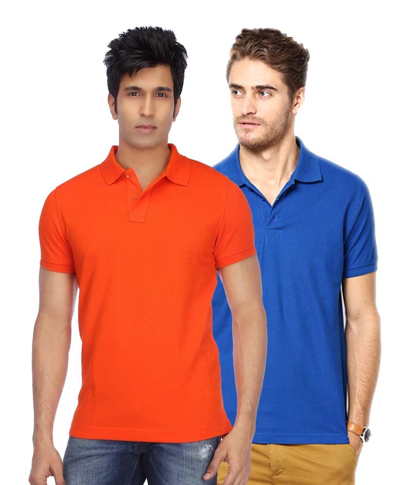     			Concepts Multicolor Cotton Blend Half Sleeve Basics Polo T-Shirts - Pack Of 2