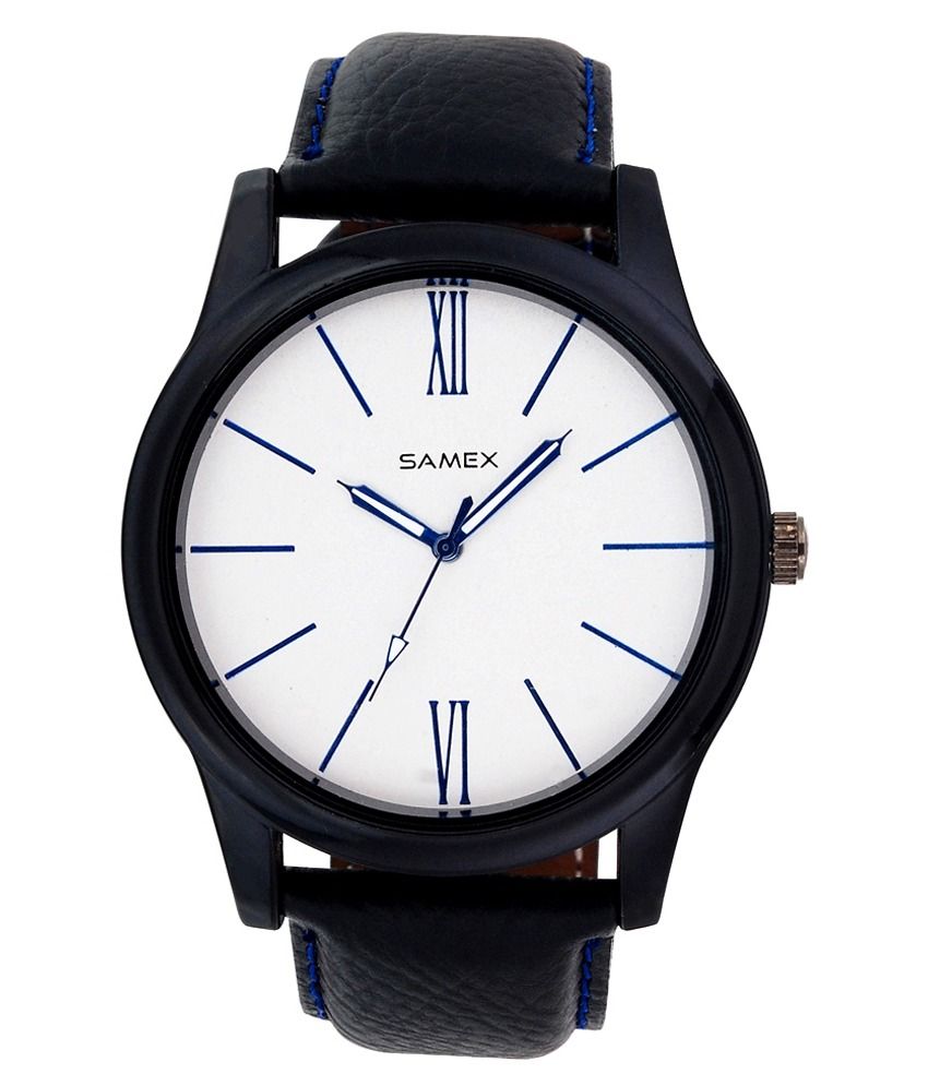 white dial leather strap watch
