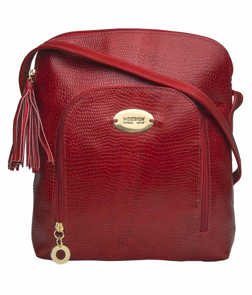 Hidesign Red Leather Sling Bag - Buy Hidesign Red Leather Sling Bag Online at Best Prices in 