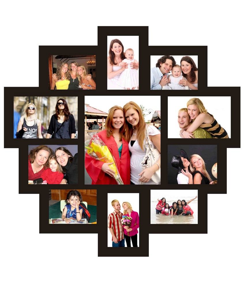 Trendzy Decor Black Wood Matte Finish 11 In 1 Wall Photo Frame Trendzy Decor Black Wood Matte Finish 11 In 1 Wall Photo Frame Collage