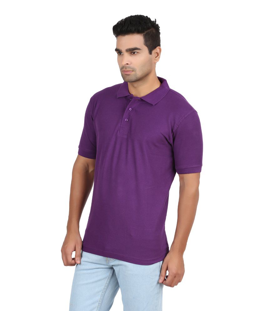 Pulse Men Cotton Solid Purple Half Sleeve Polo Neck Tshirt - Buy Pulse ...