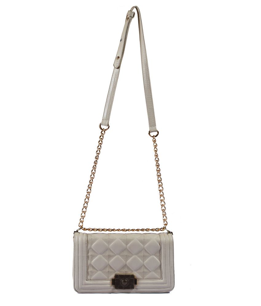 FashionFeast Cream Stylish Sling Bag - Buy FashionFeast Cream Stylish ...