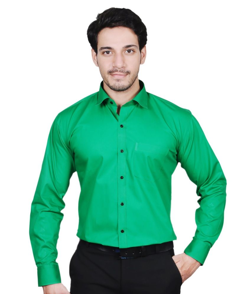 The Mods Green Cotton Blend Formal Shirt - Buy The Mods ...