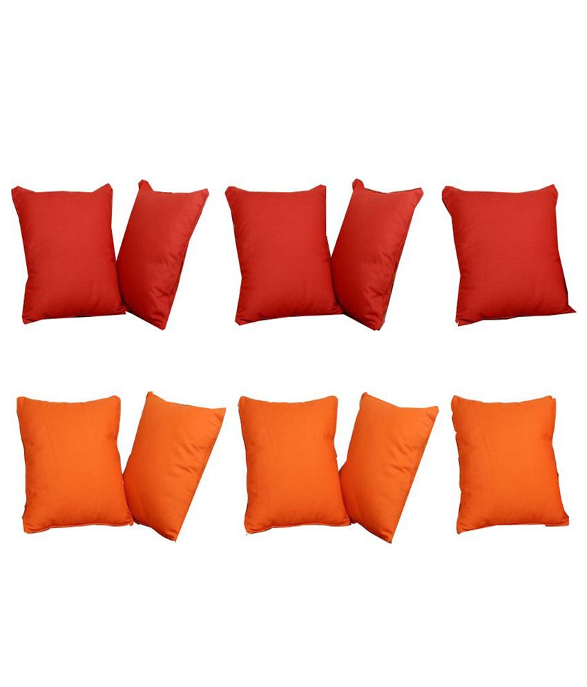 Home Colors Orange & Red Cotton Cushion Covers - Set of 10