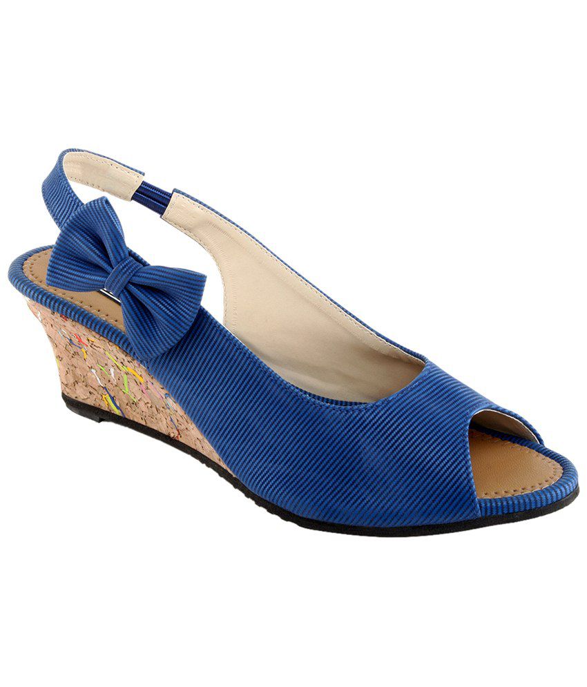 Kz Classics Blue & Brown Peep Toe Wedges for Women Price in India- Buy ...