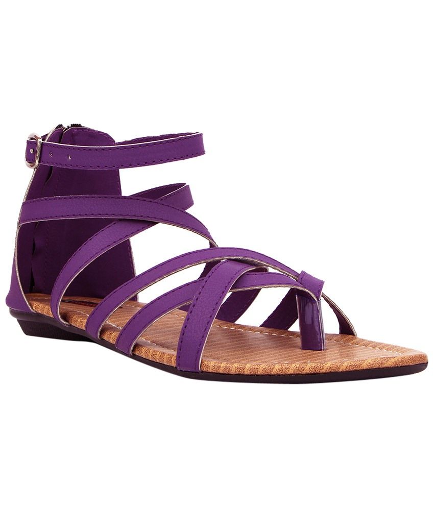 Kz Classics Purple  Beige Flat Sandals  for Women  Price in 