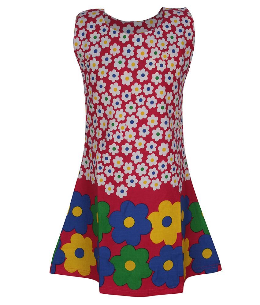 white and red combination frocks