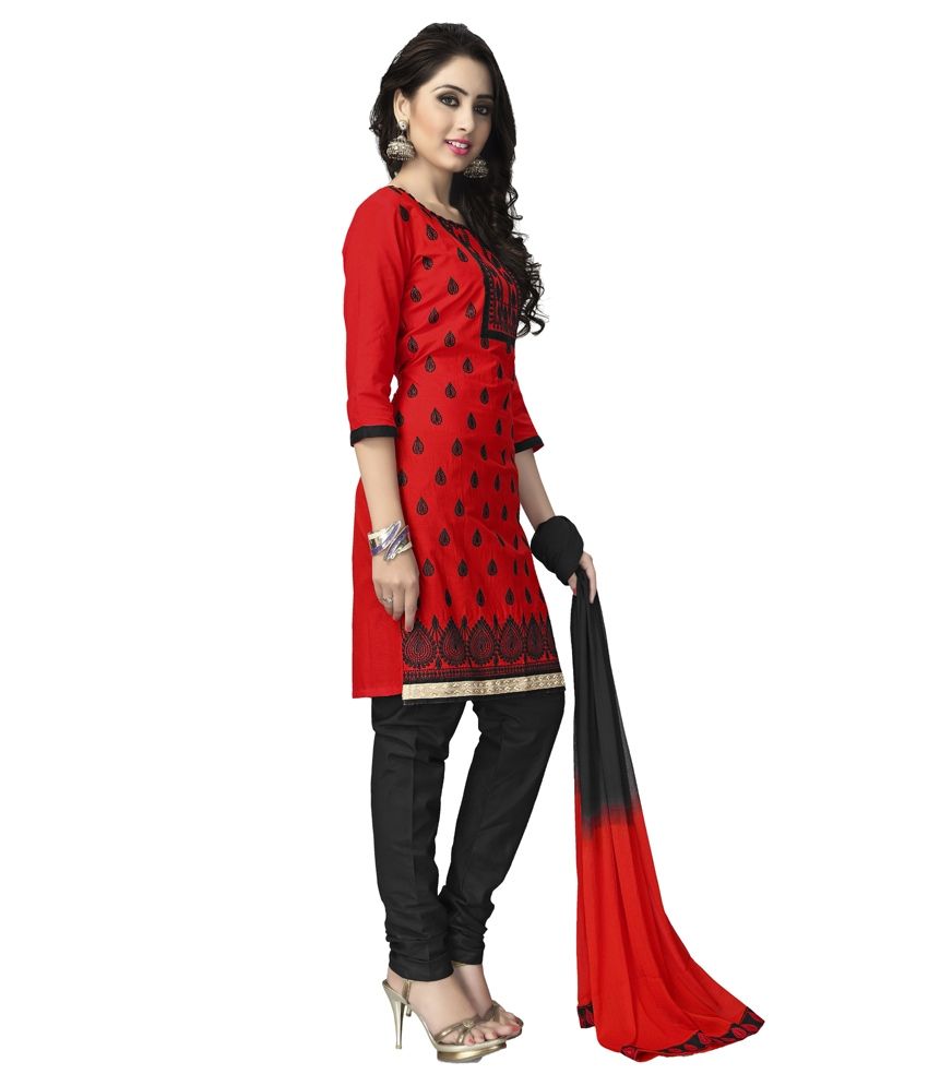Wholesale Duniya Red Cotton Unstitched Dress Material Buy Wholesale