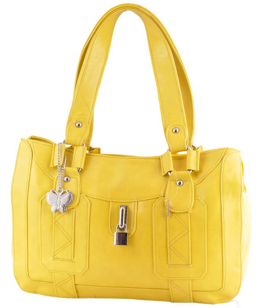 Butterflies Yellow Faux Leather Shoulder Bag - Buy Butterflies Yellow ...