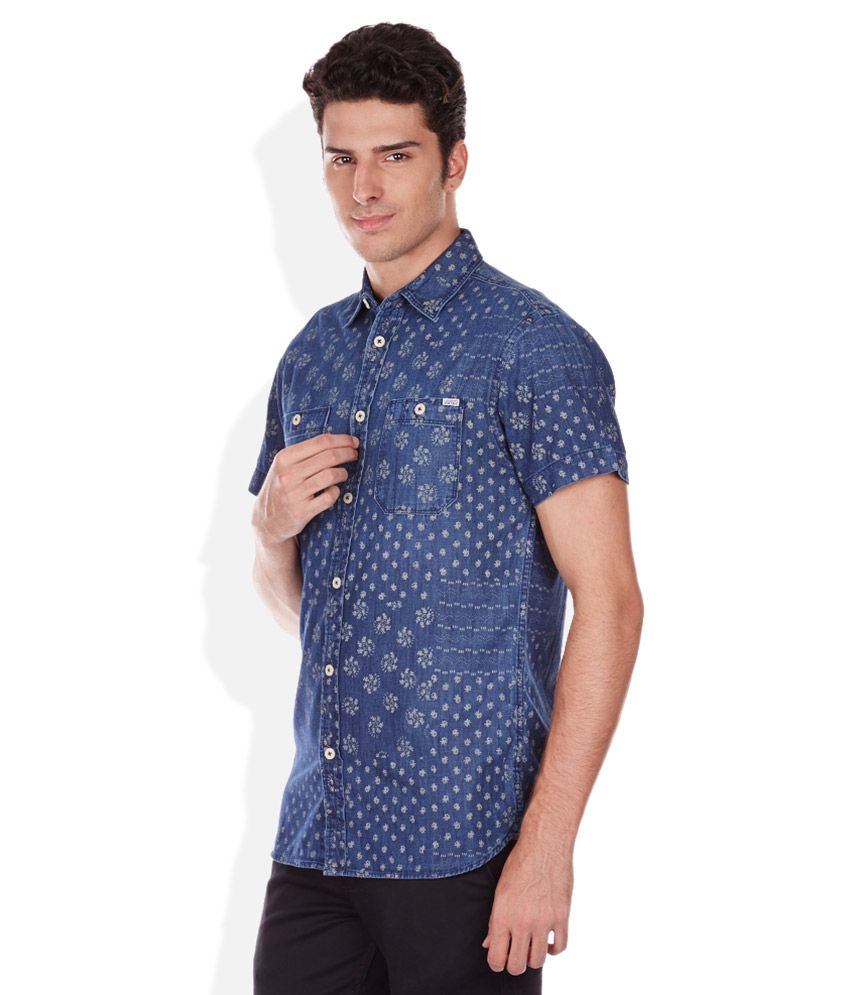 jack and jones blue and white shirt