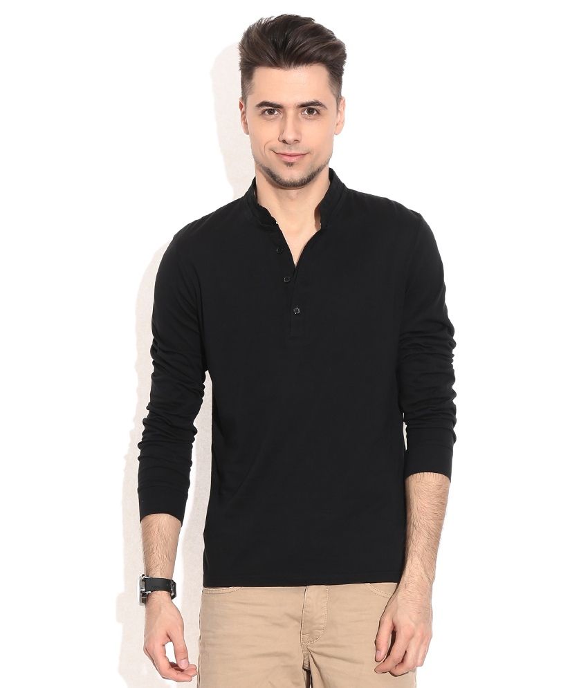 Celio Black Cotton Full Sleeves T-shirt - Buy Celio Black Cotton Full ...