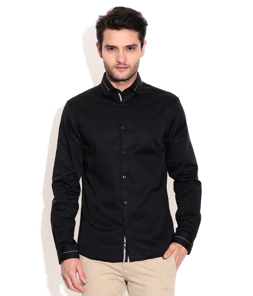 Celio Black Slim Fit Casual Shirt - Buy Celio Black Slim Fit Casual ...