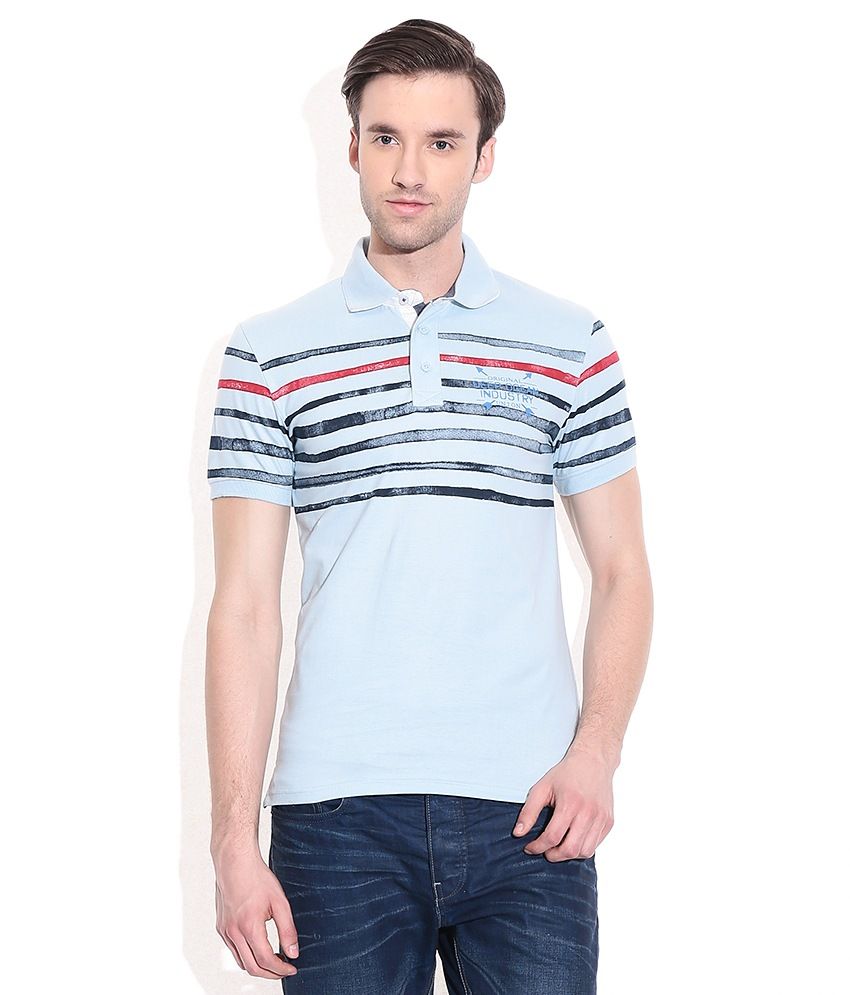 blue polo neck t shirt