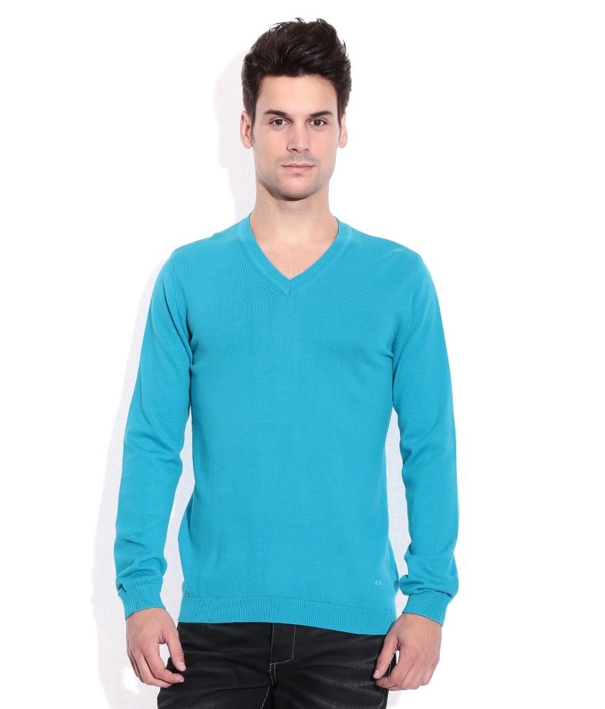 turquoise v neck sweater