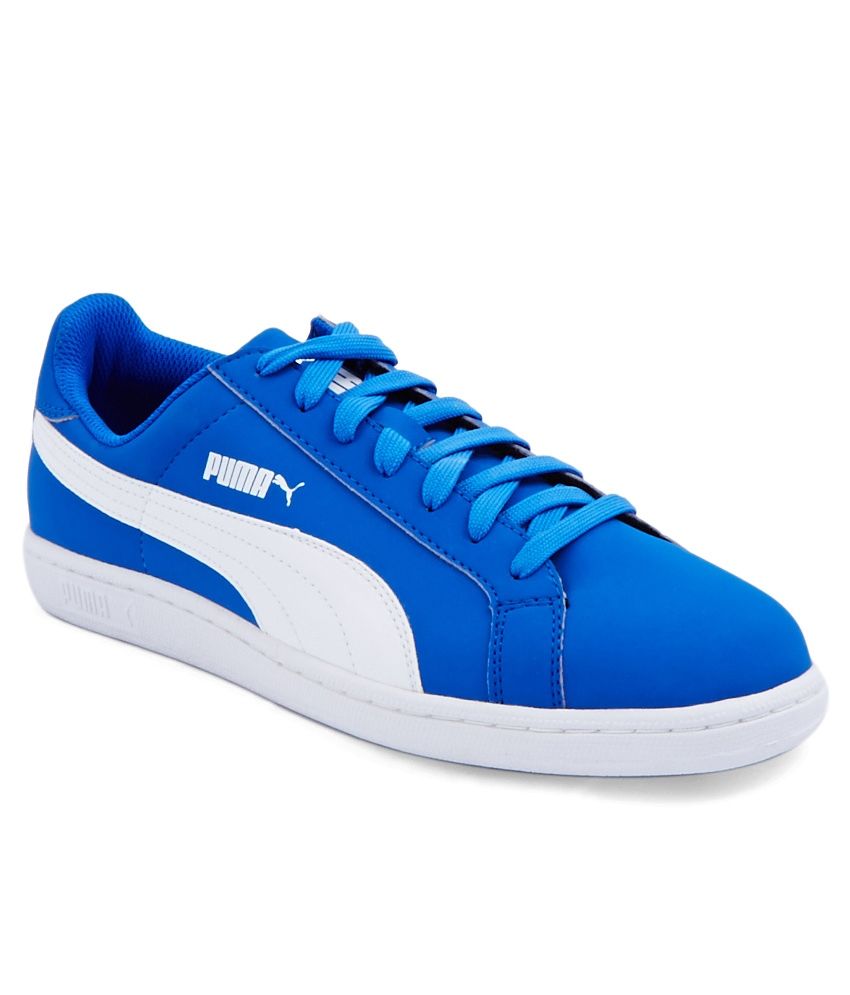 blue and white puma shoes