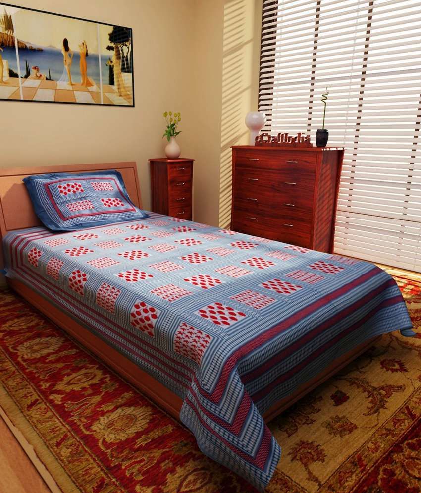 eCraftIndia Blue Cotton Single Bed Sheet Of 2) Buy eCraftIndia