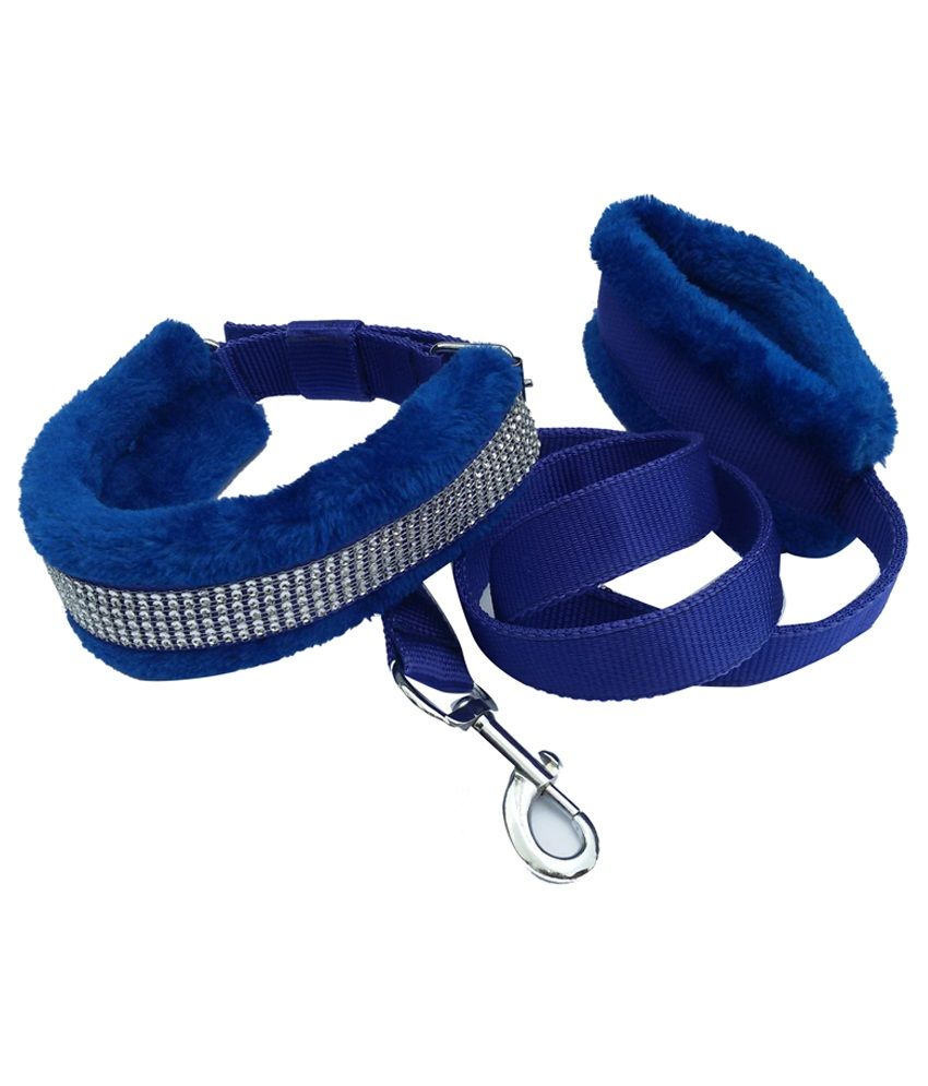 Petsplanet High Quality Nylon Dog Collar & Leash With Fur Velvet Fabric ...