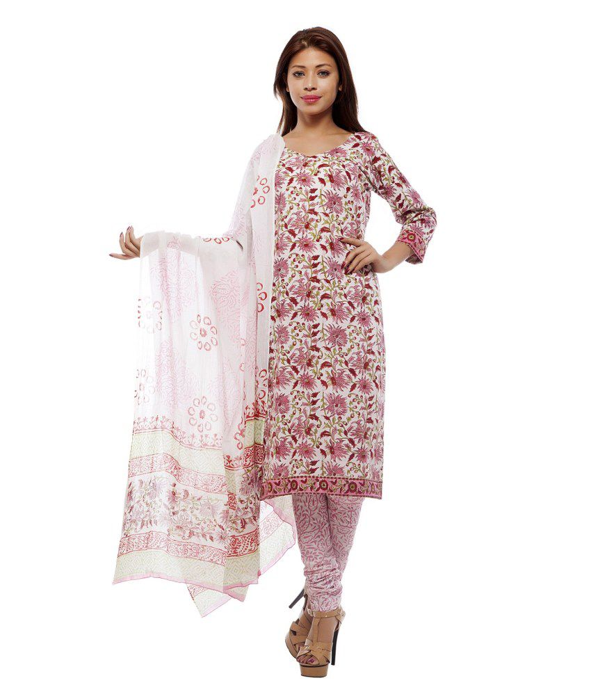 Pinkshink Multi Color Cotton Unstitched Dress Material Buy Pinkshink Multi Color Cotton