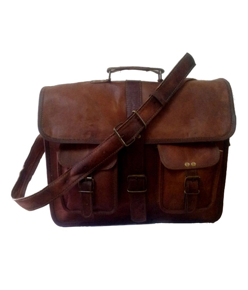 brown leather messenger