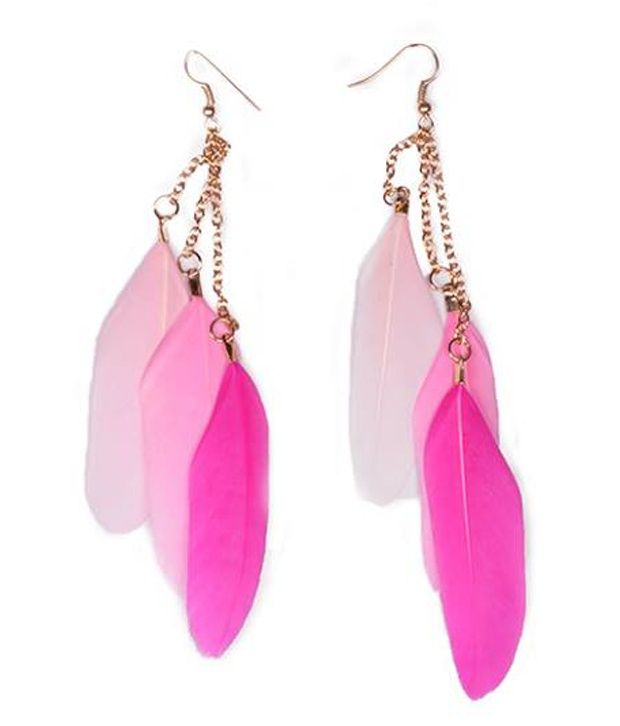 Notjustiaras Pink Feather Earrings Buy Notjustiaras Pink Feather