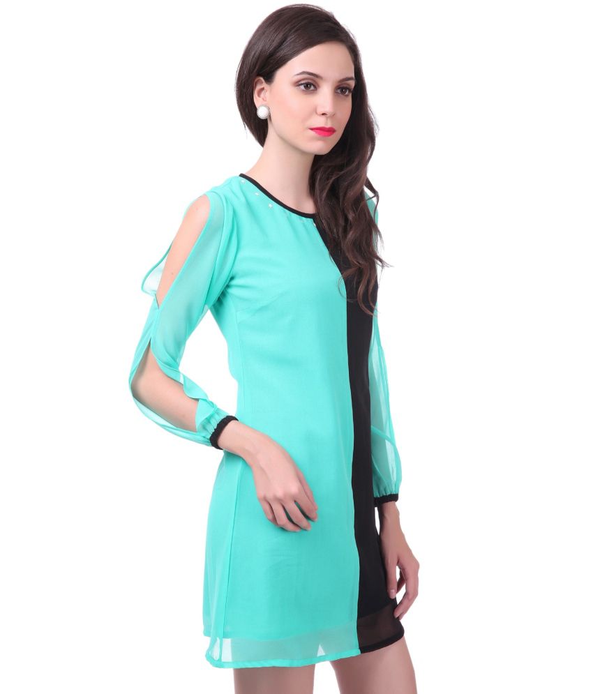 SASSAFRAS Color Block Aqua Shift Dress - Buy SASSAFRAS Color Block Aqua ...