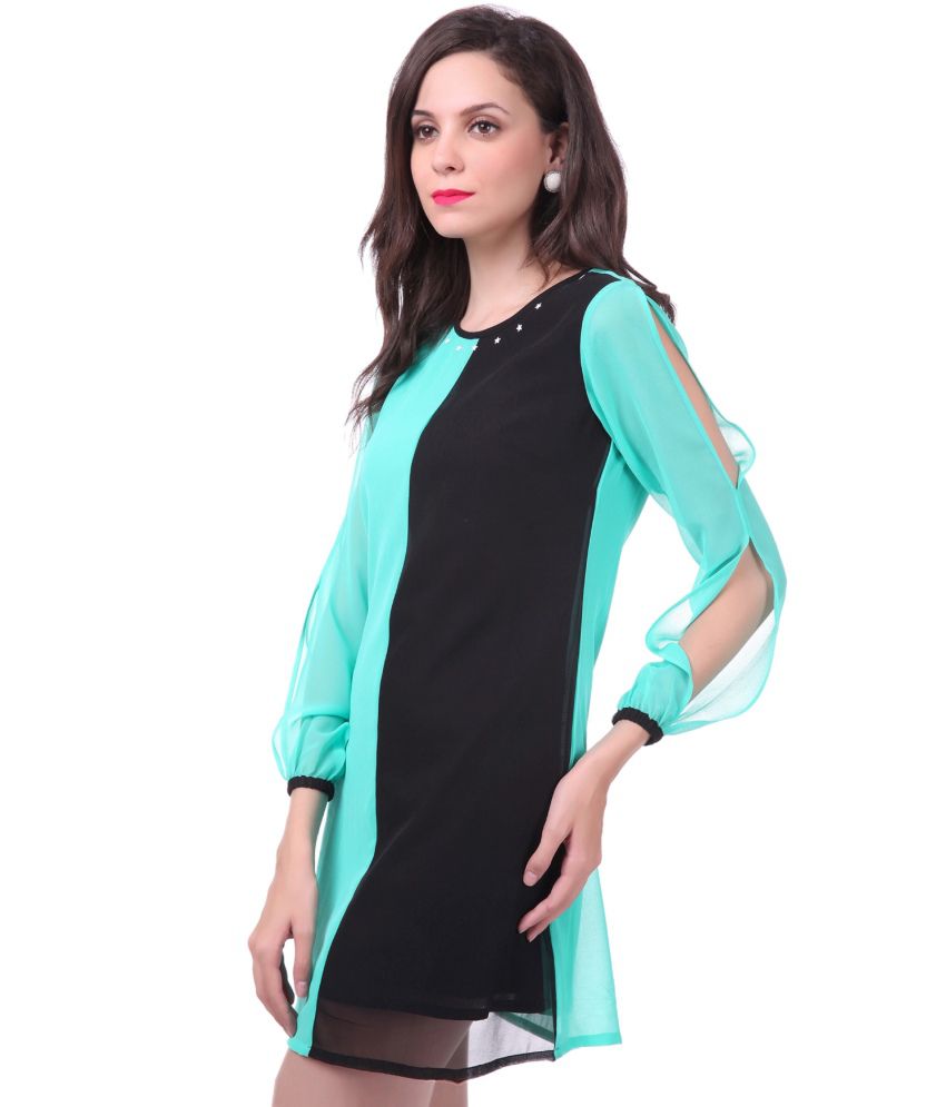 SASSAFRAS Color Block Aqua Shift Dress - Buy SASSAFRAS Color Block Aqua