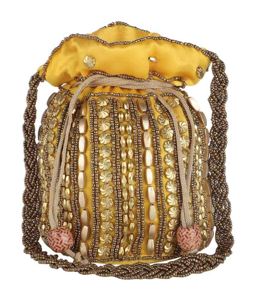 Buy Fashiondrobe Yellow Silk Potli at Best Prices in India - Snapdeal